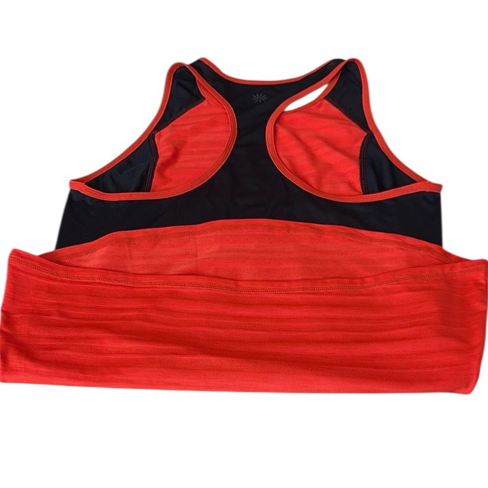 Athleta racerback tank, two tone orange and navy, size S